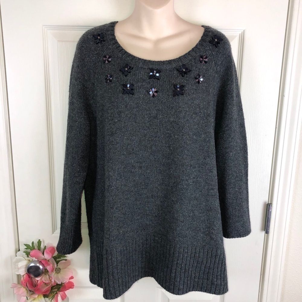 NWOT Lane Bryant wool blend beaded sweater 16